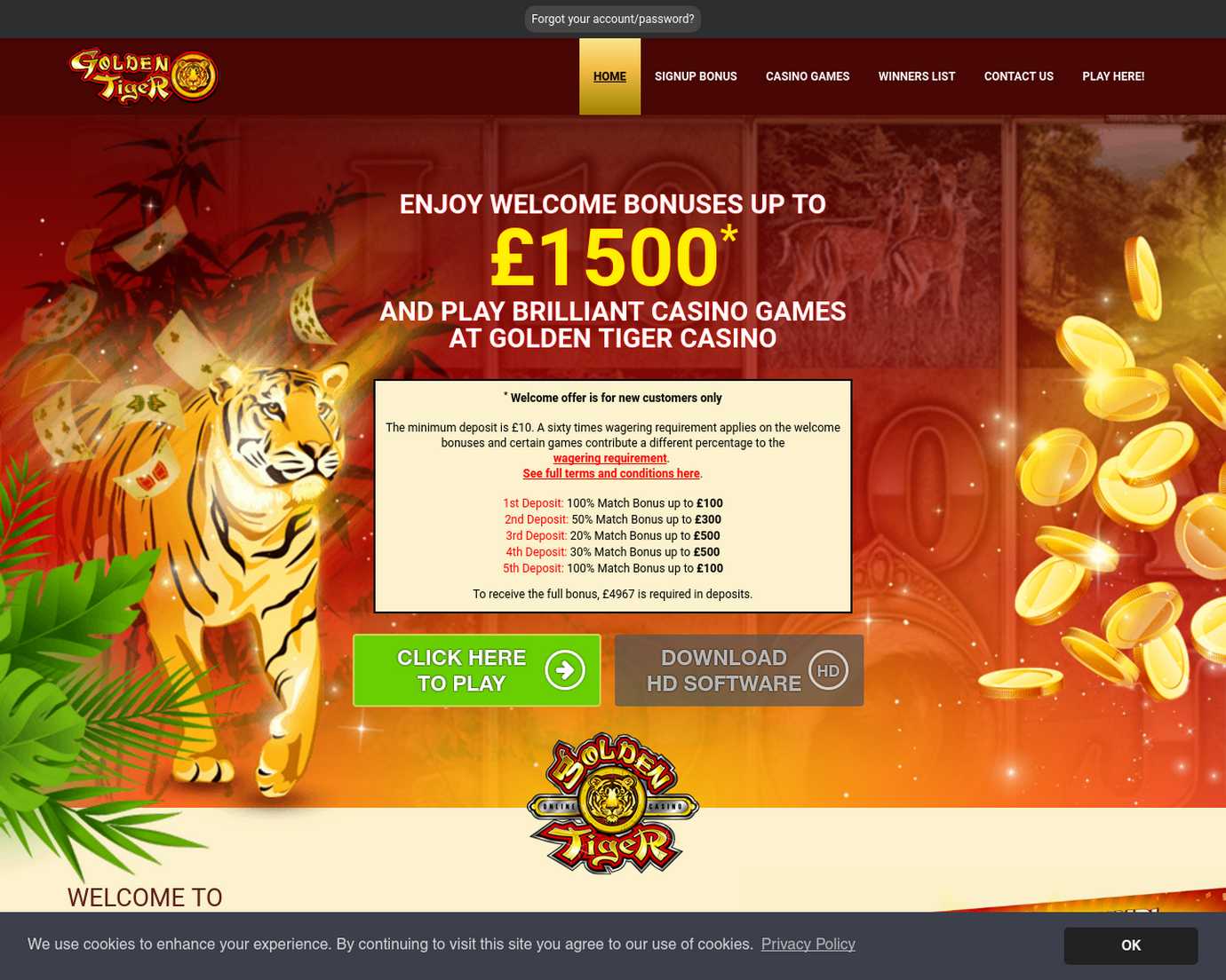 golden tiger casino sign in